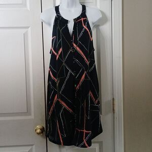 Banana Republic sleeveless casual navy abstract print pocket  dress Sz MP EUC